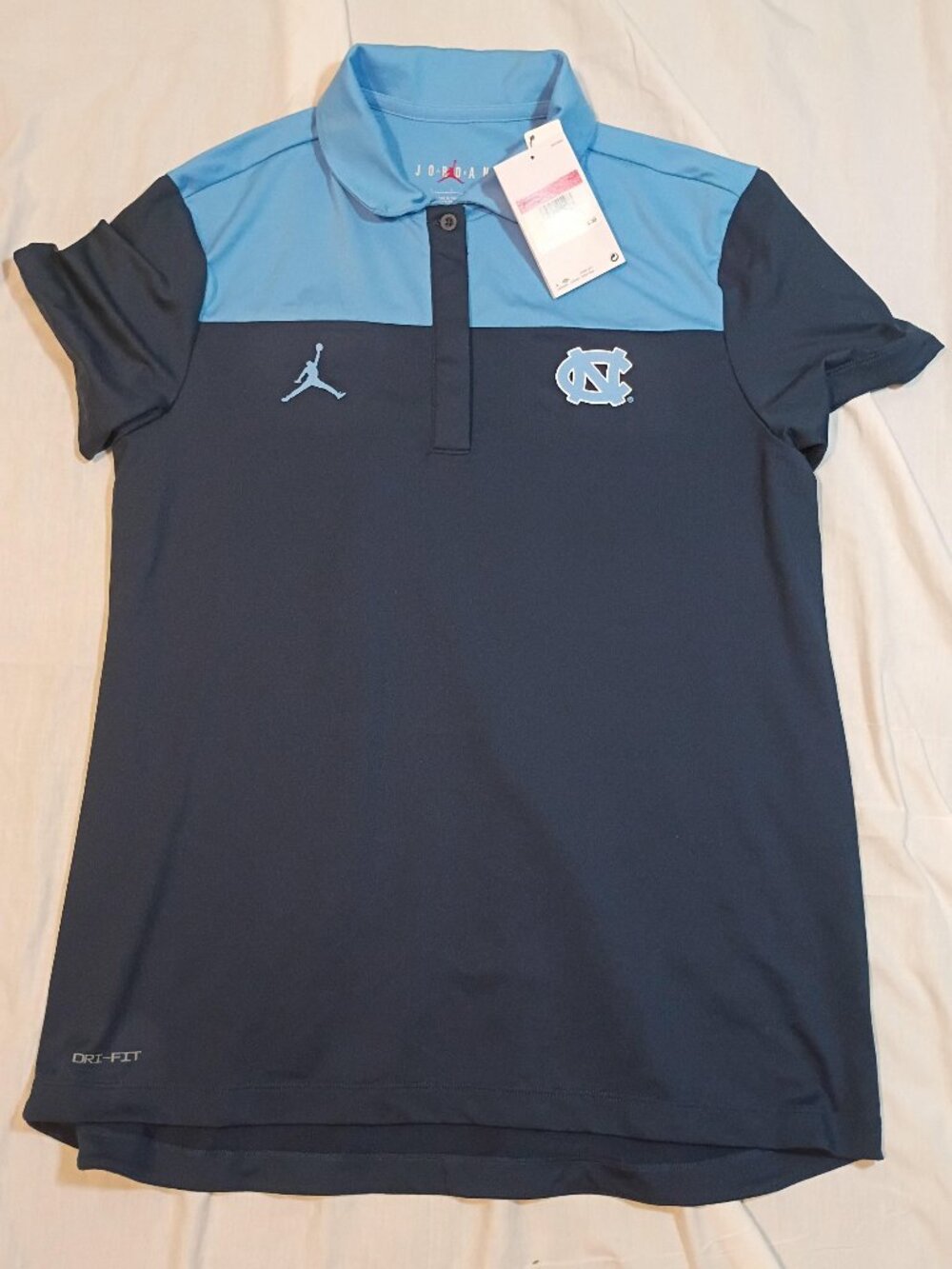 Air Jordan Polo Women's Large NWT UNC Tar Heels Dri Fit Navy Carolina Blue Color